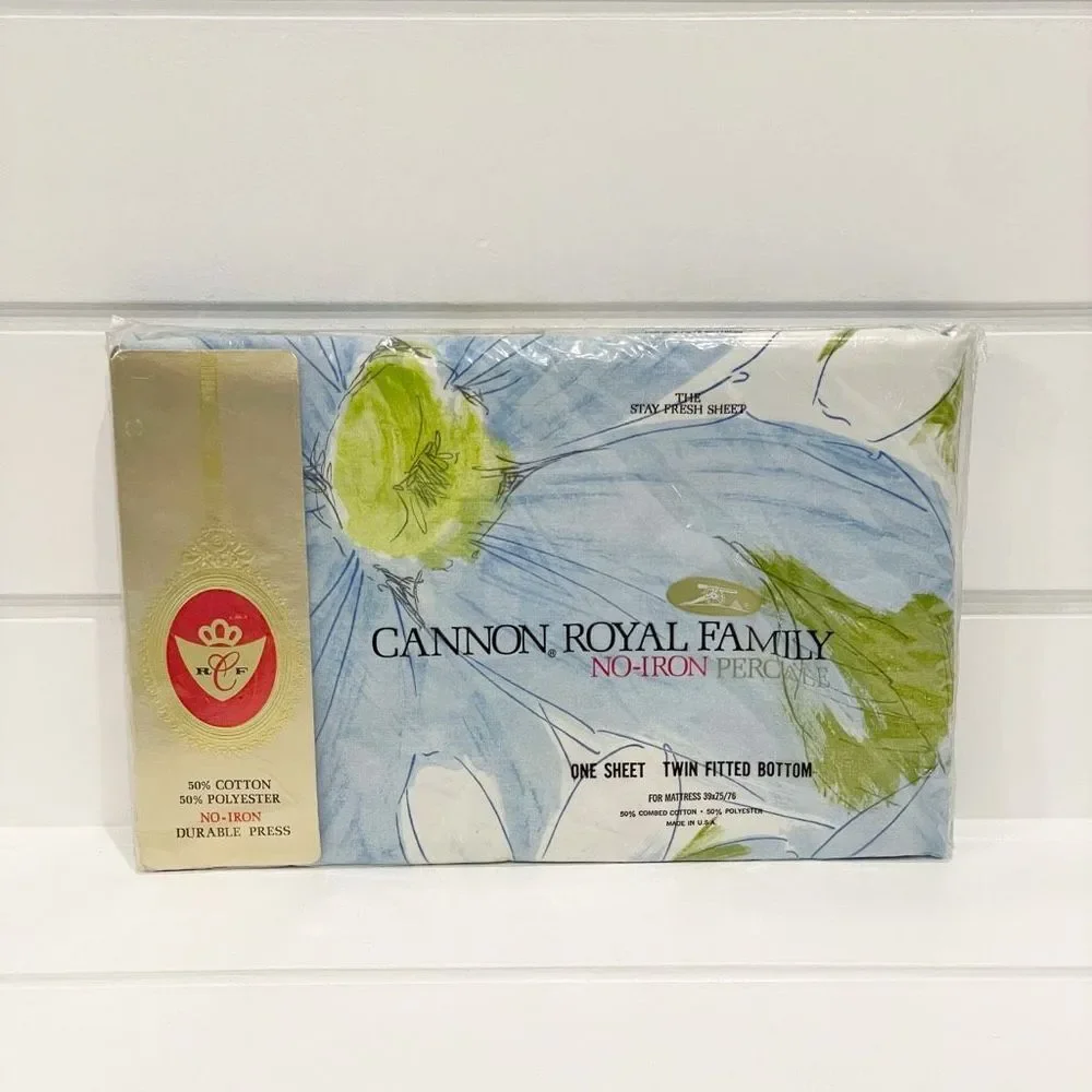 Vintage Cannon Royal Family One Sheet Twin Fitted Bottom Floral Multicolor 39x75